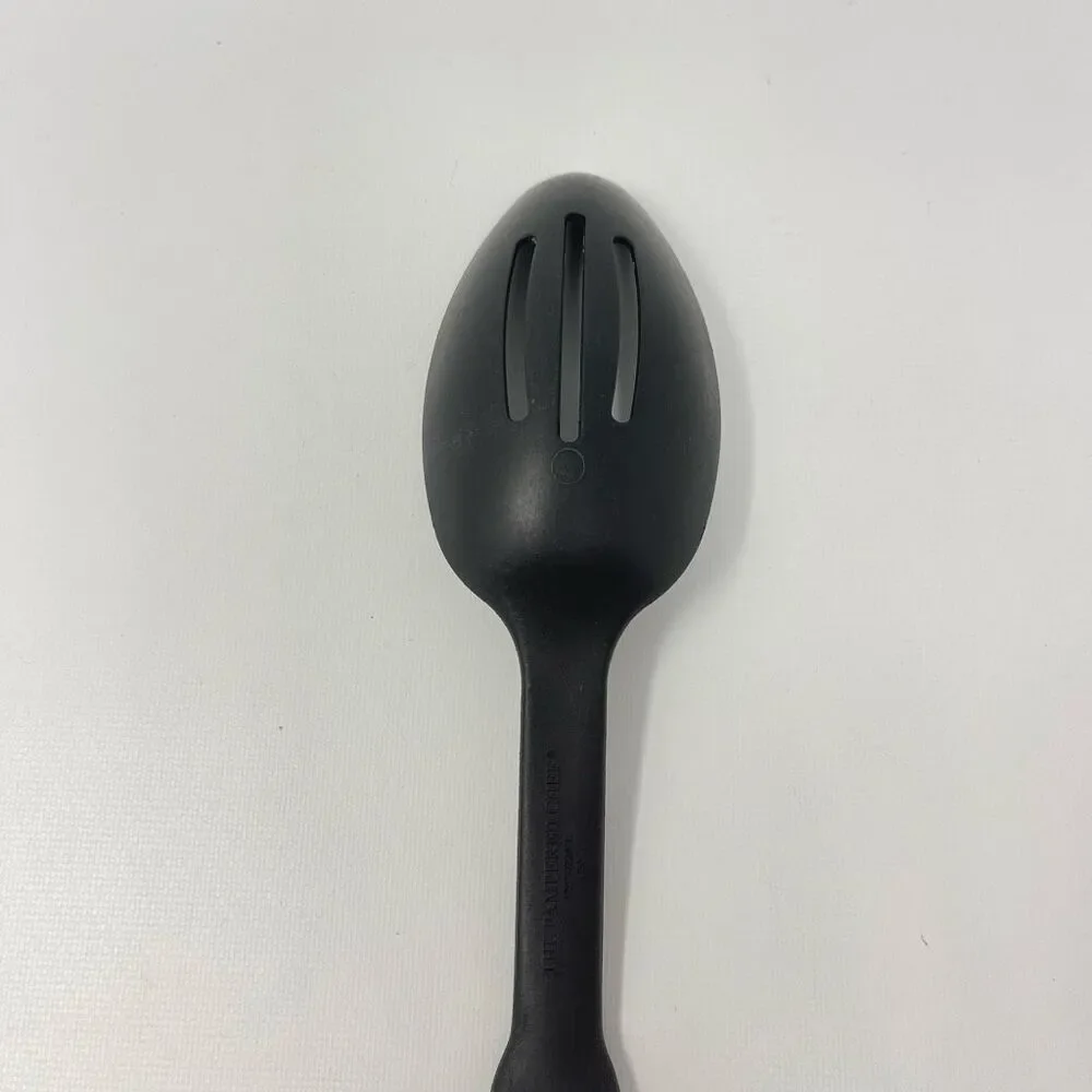 Pampered Chef Kitchen Utensil Black Slotted Serving Cooking Spoon Vintage